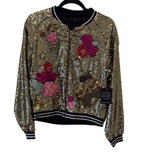 Boston proper NWT gold sequined embroidered jacket, small